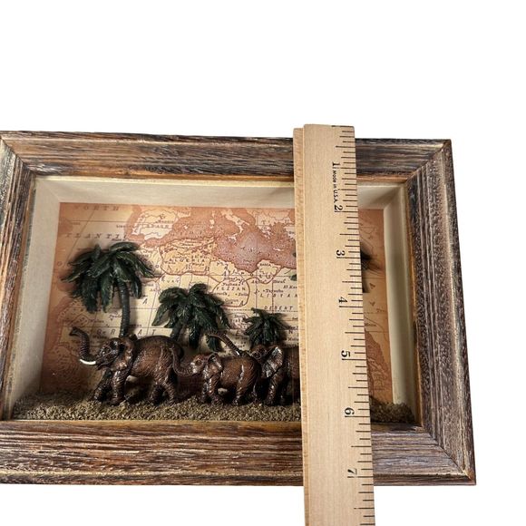 Elephants in 3D Shadow Box Wood Frame - Picture 7 of 8
